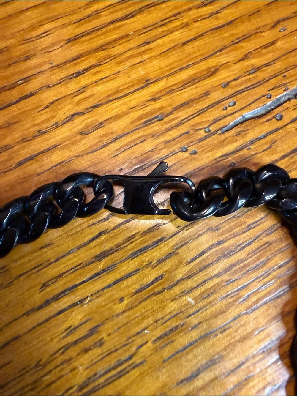 Men’s black Cuban chain necklace